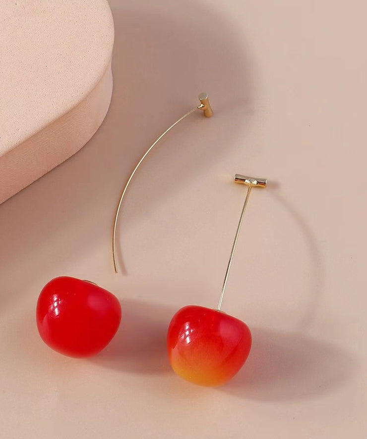 Cute Orange Alloy Acrylic Cherry Drop Earrings