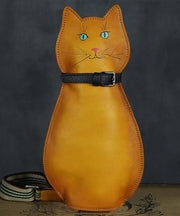 Cute Persian Cat Print Original Design Calf Leather Messenger Bag
