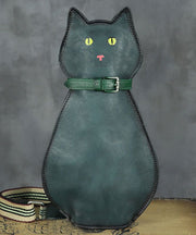 Cute Persian Cat Print Original Design Calf Leather Messenger Bag