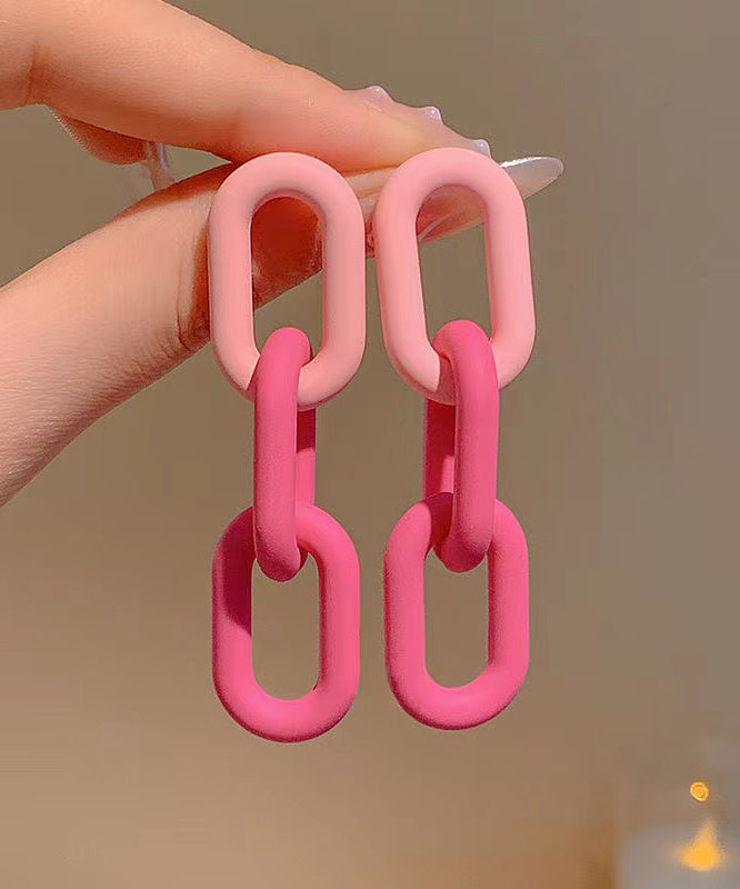 Cute Pink Alloy Chain Drop Earrings