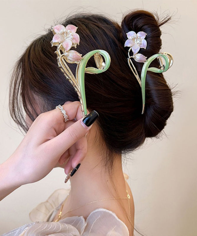 Cute Pink Alloy Pearl Floral Hairpin