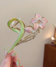 Cute Pink Alloy Pearl Floral Hairpin