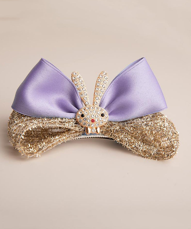 Cute Pink Cloth Zircon Bow.Rabbit Hairpin