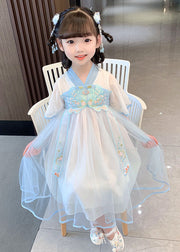 Cute Pink Embroideried Wrinkled Patchwork Tulle Baby Girls Dress Summer