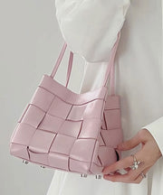 Cute Pink Faux Leather Braid Satchel Handbag