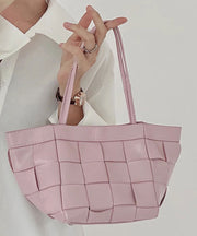 Cute Pink Faux Leather Braid Satchel Handbag