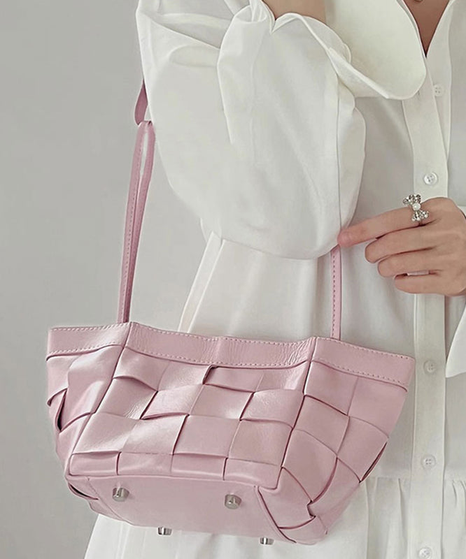 Cute Pink Faux Leather Braid Satchel Handbag