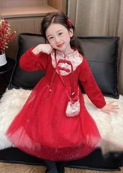 Cute Pink Patchwork Embroideried Tulle Kids Vacation Maxi Dresses Spring