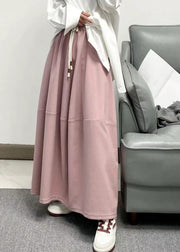 Cute Pink Patchwork Tie Waist Maxi Skirt Spring