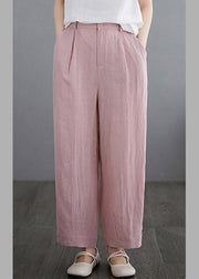 Cute Pink Pockets Solid Straight Pants Summer