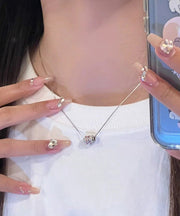 Cute Pink Sterling Silver Zircon Princess Necklace