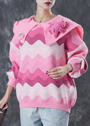 Cute Pink Strawberry Bear Chunky Knit Sweaters Spring