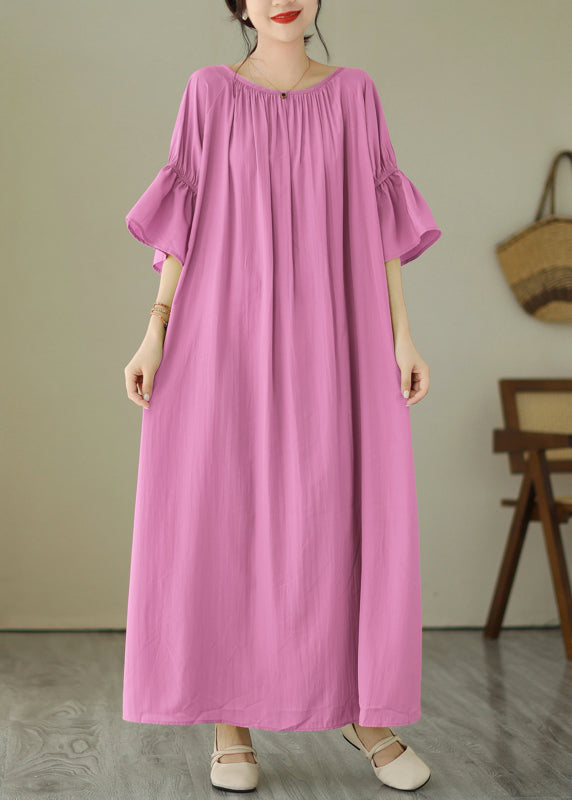 Cute Pink Tie Waist Vacation Maxi Dresses Summer