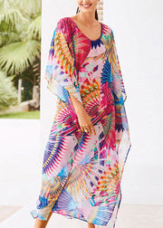 Cute Print Side Open Chiffon Long Beach Dresses Summer