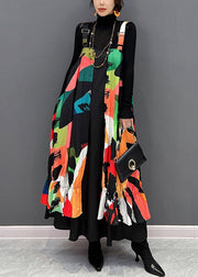 Cute Red Slash Neck Print Maxi Dress Fall