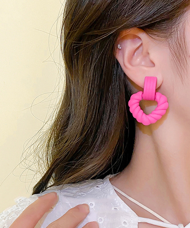 Cute Rose Acrylic Love Fried Dough Twists Hollow Out Drop Earrings