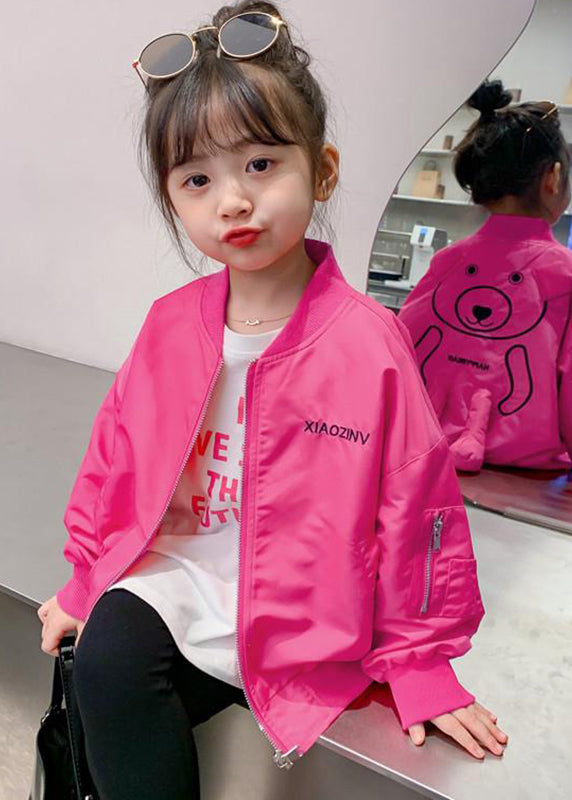 Cute Rose O-Neck Graphic Patchwork Girls Coats Fall