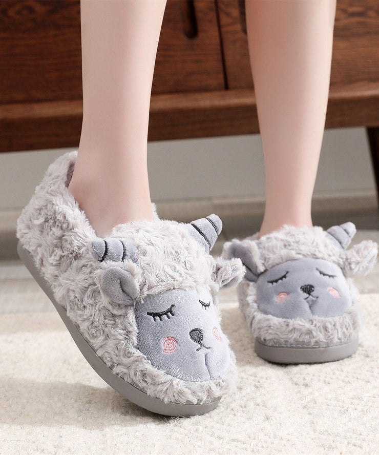 Cute Sheep Warm Fleece Shoes Cotton Fabric Comfortable