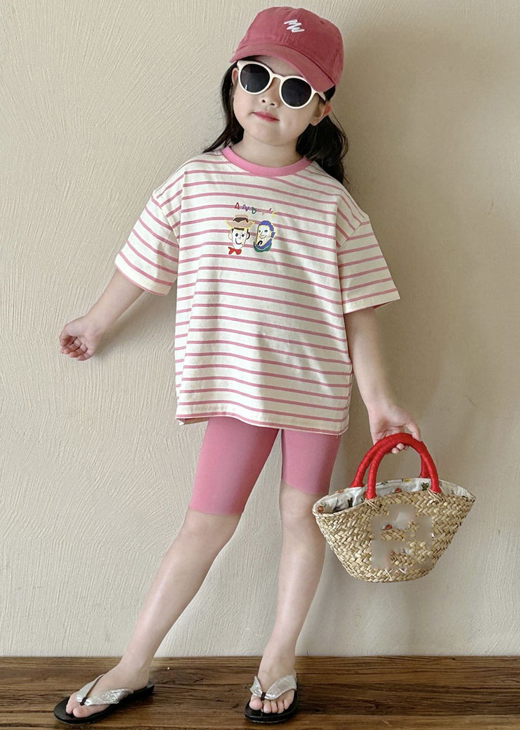 Cute Striped Kids T Shirt And Shorts Two Piece Set Summer