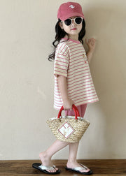 Cute Striped Kids T Shirt And Shorts Two Piece Set Summer