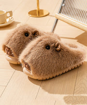 Cute Stylish Comfy Fuzzy Fur Slippers Shoes Brown