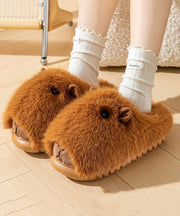 Cute Stylish Comfy Fuzzy Fur Slippers Shoes Brown