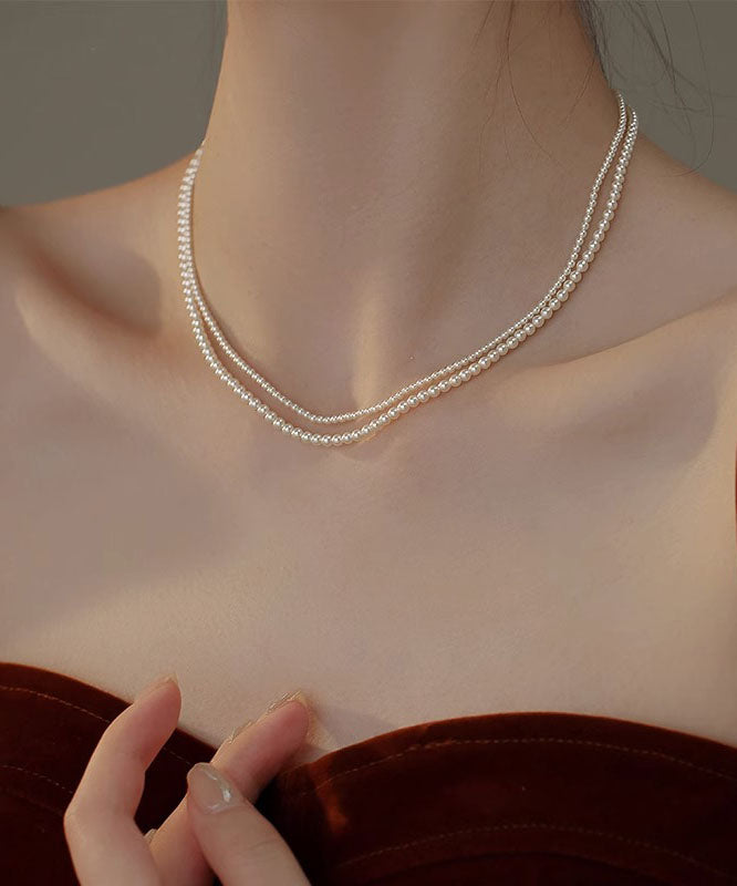 Cute White Alloy Pearl Beadi Gratuated Bead Necklace