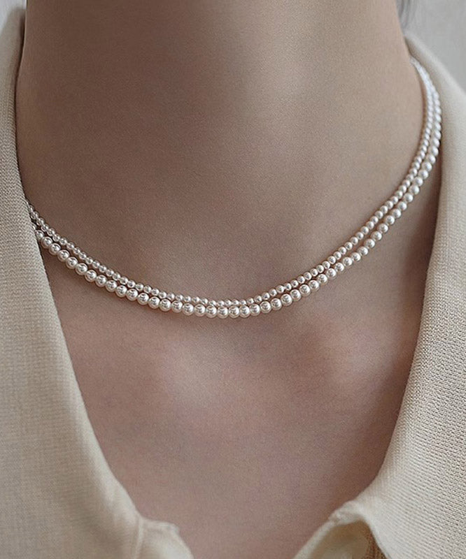 Cute White Alloy Pearl Beadi Gratuated Bead Necklace