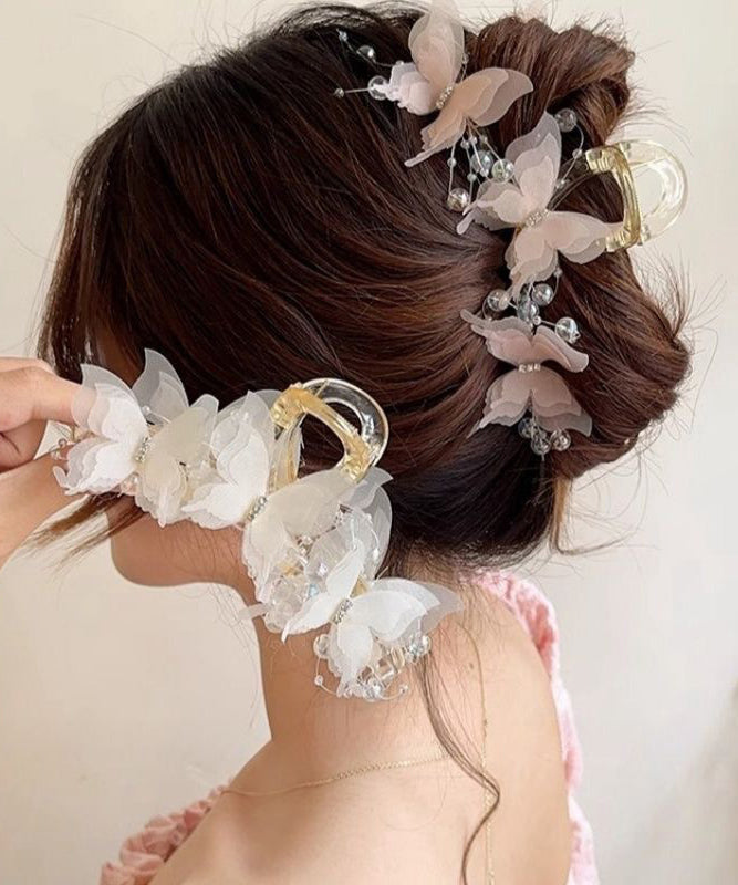 Cute White Plastics Material Tulle Zircon Butterfly Hairpin