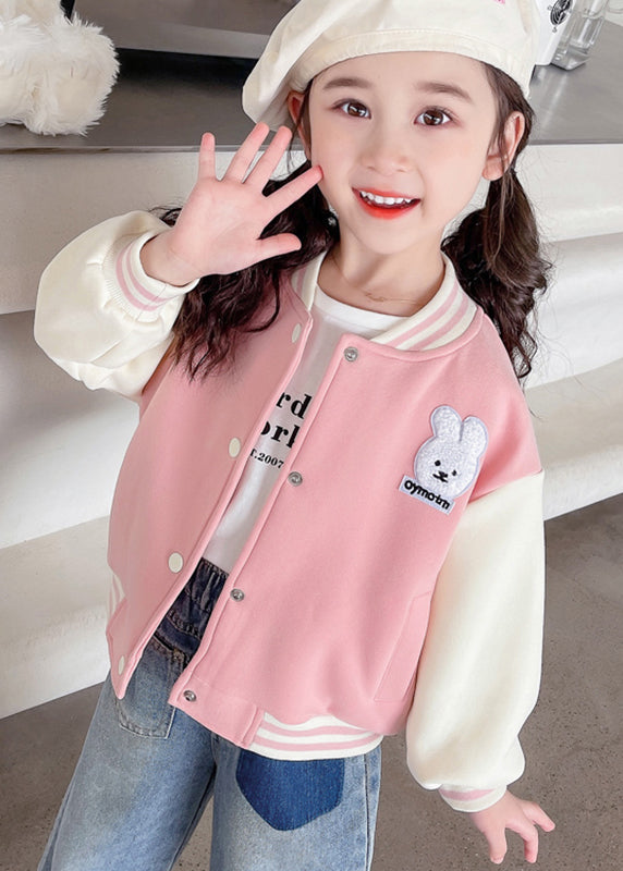 Cute Yellow O-Neck Print Button Kids Coats Fall