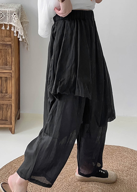 DIY Black Asymmetrical Linen Harem Pants Trousers Fall