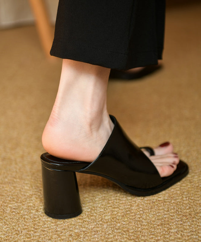 DIY Black Faux Leather Peep Toe Platform Flip Flops