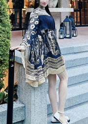 DIY Black Oversized Print Holiday Dress Batwing Sleeve