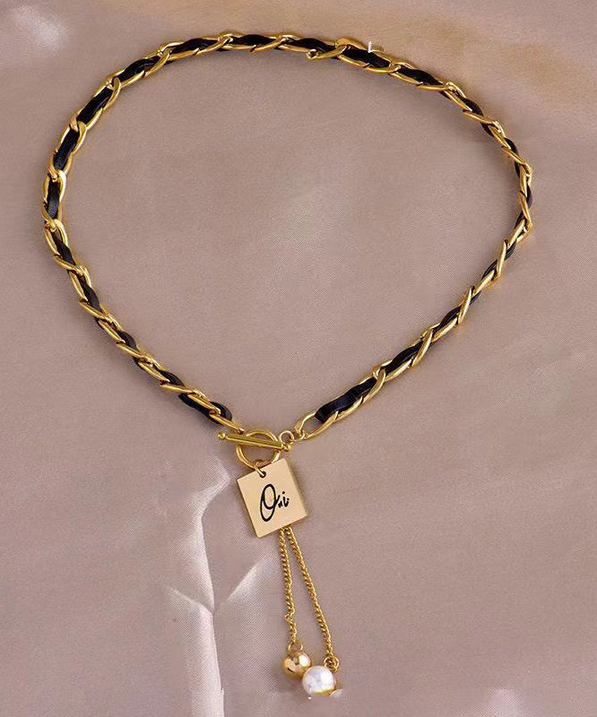 DIY Black Sterling Silver Overgild Pearl Pendant Necklace