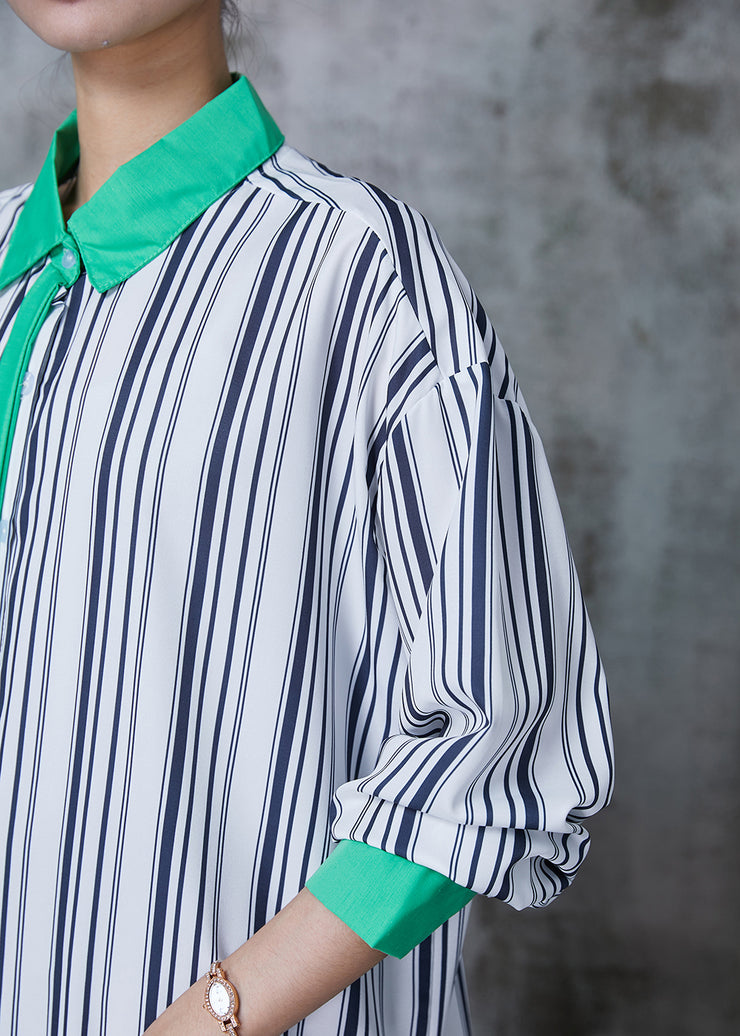 DIY Black Striped Patchwork Cotton Shirt Tops Summer