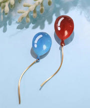 DIY Blue Alloy Jade Balloon Drop Earrings