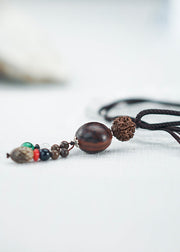 DIY Brown Hand Knitting Agate Walnut Wenge Bodhi Pendant Necklace