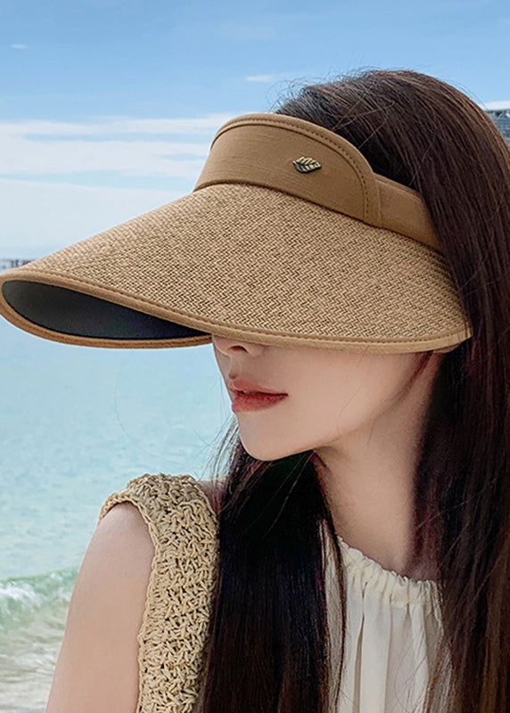 DIY Camel Patchwork Straw Woven Floppy Sun Hat