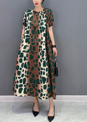 DIY Cinched Oversized Leopard Print Cotton A Line Dress Summer