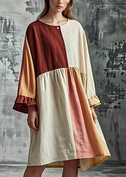DIY Colorblock Oversized Patchwork Cotton Long Dresses Summer