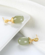 DIY Cyan Sterling Silver Overgild Jade Drop Earrings