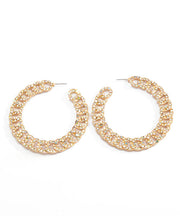 DIY Gold Alloy Inlaid Zircon C Shaped Hoop Earrings