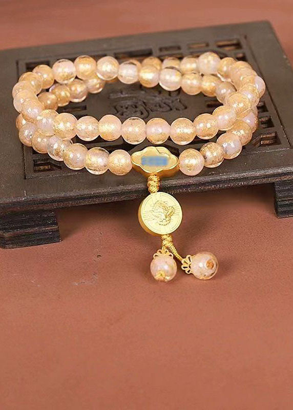 DIY Gold Coloured Glaze Buddha Beads Charm Bracelet