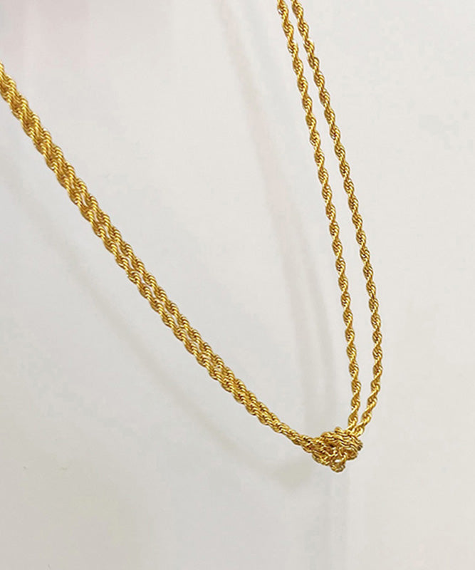 DIY Gold Stainless Steel Double Layer Fried Dough Twists Necklace