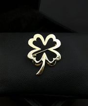 DIY Gold Stainless Steel Four Leaf Clover Hollow Out Brooches