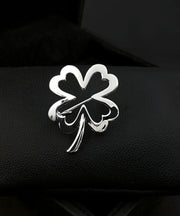 DIY Gold Stainless Steel Four Leaf Clover Hollow Out Brooches