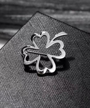 DIY Gold Stainless Steel Four Leaf Clover Hollow Out Brooches