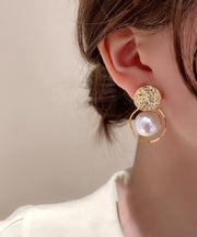 DIY Gold Sterling Silver Alloy Pearl Stud Earrings