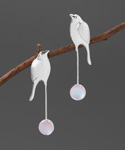DIY Gold Sterling Silver Overgild Coloured Glaze Little Bird Drop Earrings