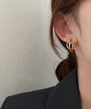 DIY Gold Superimposed Ring Women's Cold Style Earrings